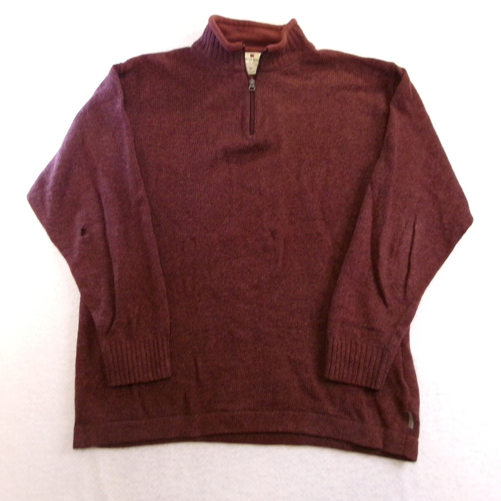 Woolrich Mens XL 1/4 Zip Sweater Cabernet Heather 100% Wool 9013 Mock Neck
